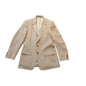 Vintage Ronald Blank Men’s Tan Camel Hair Button Front Blazer Sport Coat Jacket